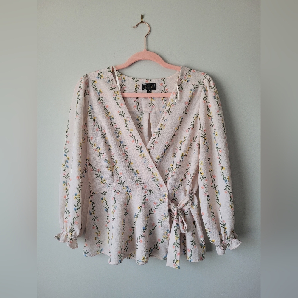 OLM Floral Wrap Blouse